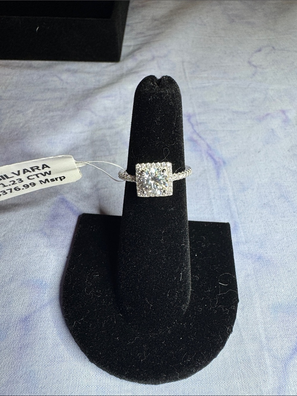 925 Sterling Silver & Moissanite Square Halo Ring